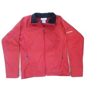 Columbia Fleece Lined Jacket Red Zip Pockets Womens Size Medium